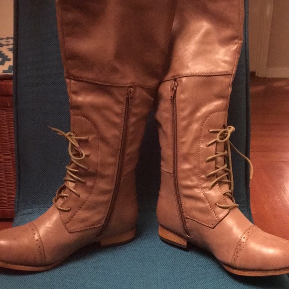 Taupe lace up combat boots - Picture 4 of 6